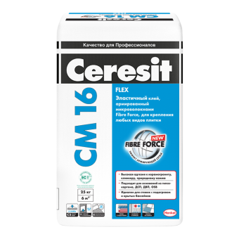 Эластичный клей Ceresit CM 16 Flex для плитки 25 кг