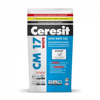 Ceresit CM 17 White - белый эластичный клей с армирующими микроволокнами Fibre Force для природного камня, мрамора и мозаики