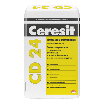 Шпатлевка Ceresit CD 24 для бетона, 25 кг